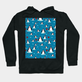 it's cold outside penguins seamless pattern navy Hoodie